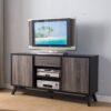 Sideboard TV Stand Buffet With 2 Doors 1 Drawer And 6 Shelves - Black / Gray - Image 2
