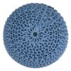 Nikki - Hand Knit Round Pouf - Blue / Navy Blue - Image 5