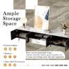 Modern TV Stand With 2 Cabinets & Open Compartments, Entertainment Center For Tvs Up To 80'', Television Console For Living Room - White / Black - Image 6