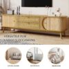 Rattan TV Stand For Tvs Up To 75'', Modern Farmhouse Media Console, Entertainment Center With Legs, TV Cabinet For Living Room, Home Theatre - Natural Wood - Image 5