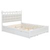 Queen Size Storage Platform Bed, With 2 Big Drawers, Twin Long Size Trundle, One Set Of Sockets & USB Ports - White - Image 10