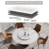 59.05" Modern Artificial Stone Round Carbon Steel Base Dining Table, White Artificial Stone Turntable - White / Black - Image 6