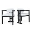 Stylish Indoor Upholstered Wood Dining Chair (Set of 2) With Rubberwood Frame - White / Black - Image 5