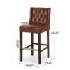 Solstara - Upholstered Leather Dining Barstool With Button Tufted And Wing Back - Light Brown - Image 3