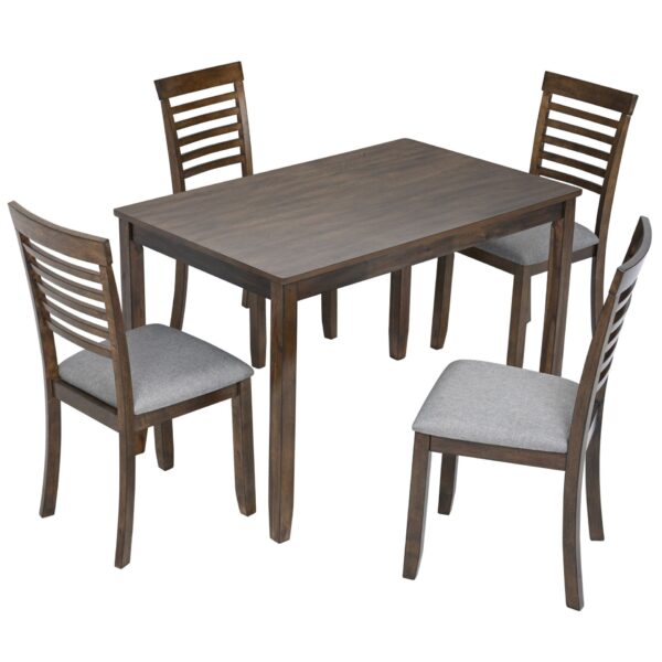 5 Pieces Modern Dining Set, Rectangular Wooden Dining Table With 4 Upholstered Chairs For Kitchen, Dining Room - Walnut