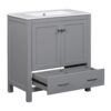 Bathroom Vanity With Single Sink, Combo Cabinet Undermount Sink, Bathroom Storage Cabinet With Two Doors And A Drawer, Soft Closing, Multifunctional Storage, Solid Wood Frame - Gray - Image 14