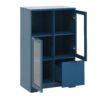 Painted Cabinet With Glass Doors, Drawer, And Open Storage Space For Bedroom And Living Room - Navy Blue - Image 24