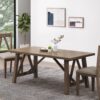 Farmhouse Style Dining Table With Wood Like Top - Antique Brown - Image 3