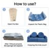 14 Pieces Kids Sofa Modular Play Couch Child Sectional Sofa To Boost Creativity Boys And Girls Diy Creating Playroom Couch Furniture For Toddlers Convertible Foam And Floor Cushion - Gray - Image 2