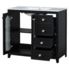 Bathroom Vanity With Two Soft Close Doors, Adjustable Shelves And Three Drawers - Black - Image 13