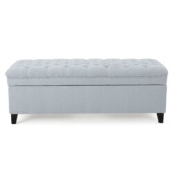 Juliana - Storage Ottoman With Fabric Upholstery - Light Blue