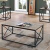 3 Pieces Table Set, Coffee, End, Side, Accent - Brown / Black - Image 4