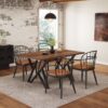 Industrial Style Indoor Dining Table With Metal Legs - Walnut / Black - Image 5