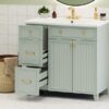 Bathroom Vanity, Transitional Style Bathroom Cabinet With Resin Sink, Single Bathroom Cabinet, With 2 Drawers And 1 Adjustable Storage Shelf, 2 Soft-Close Doors - Green - Image 26