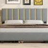 Queen Size Upholstered Platform Bed With 2 Drawers And 1 Trundle, Classic Strip Headboard Design - Gray - Image 14