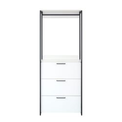 Fiona - Contemporary Wood And Metal Walk In Closet With 3 Drawers - White