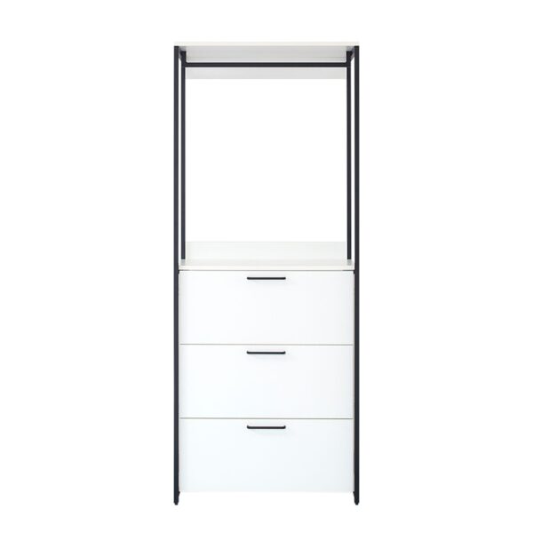 Fiona - Contemporary Wood And Metal Walk In Closet With 3 Drawers - White