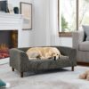 Modern Rectangular Pet Sofa With Backrest And Armrests, Soft Cushion - Dark Gray - Image 3
