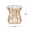 San Pedro - Boho Style Side Table With Tempered Glass Top - Light Brown Rattan - Image 2