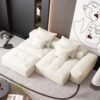 Modern Oversized Modular Sectional Sofa With Ottoman, Seat, Chaise Lounge And Armrest, Sparkling Chenille Fabric Soft Cushion Sofa With 4 Pillows, 4 Pieces Diy Combination Tufted Sofa, No Assembly Required - Beige - Image 9