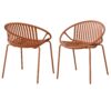 Contemporary Patio Dining Chairs (Set of 2) Stackable Outdoor Chairs With Breathable Plastic Backrest, Metal Legs - Orange - Image 7