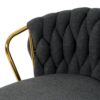 Modern Design High Stool With Gold Plated Legs For Kitchen Dining Linen (Set of 2) - Dark Gray - Image 10