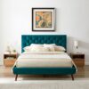 Dillon - Velvet Platform Bed - Blue - Image 8