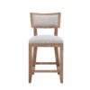 Counter Stools (Set of 2), Upholstered Counter Height Bar Stools With Comfy Back, Solid Rubber Wood Frame, Backrest, Footrest, Armless Barstools For Home Bar, Kitchen Counter - Beige / Natural - Image 8