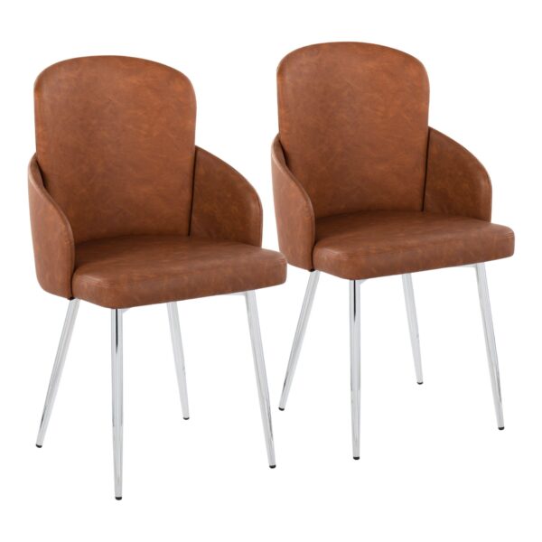 Dahlia - Contemporary Dining Chair (Set of 2) - Chrome / Camel