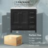 Bathroom Vanity With Ceramic Sink Combo, Abundant Storage Cabinet 2 Soft Close Doors And 5 Drawers - Black - Image 11