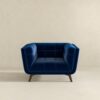 Addison - Velvet Lounge Chair - Dark Blue - Image 3