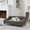 Durable Elevated Dog Sofa Bed With Modern Irregular Armrest Design Comfortable Soft Pet Sofa Dark - Dark Gray - Image 3