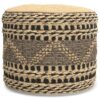 Stella - Round Woven Pouf - Natural / Black - Image 2