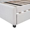 Twin Size Sofa Bed Upholstered Daybed With Trundle Frame No Box Spring Needed, Linen - Beige - Image 7