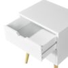 Mid Century Modern Side Table With 2 Drawers And Rubber Wood Legs - White - Image 7