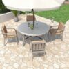 Outdoor Dinning Set 4 Person Outdoor Wooden Dinning Set With An Umbrella Hole And Removable Cushions For Patio, Backyard, Garden - Antique Gray - Image 7