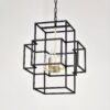4 Light Metal Lantern Tiered Pendant Hanging Light Fixtures, Industrial Farmhouse Adjustable Height Chandeliers For Dining Room Hallway Foyer Entryway (E12 Bulbs Not Included) - Matte Black / Gold - Image 10