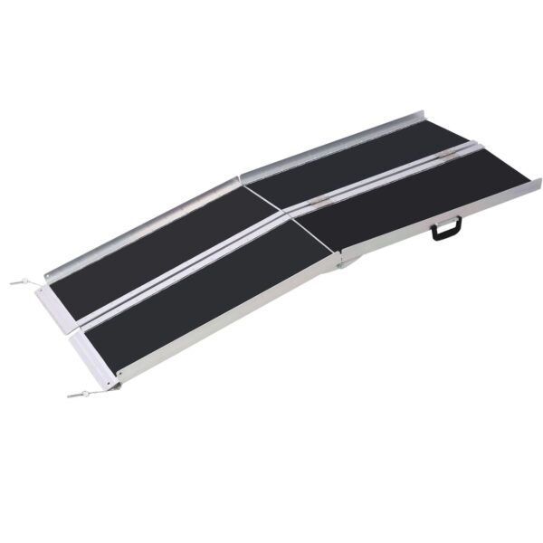 Portable Aluminium Wheelchair Ramp With Non Skid Surface 7Ft 600 Pound Capacity Foldable - Silver