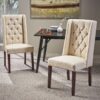 Sophisticated Tufted Dining Chairs (Set of 2) With High Back And Birch Wood Legs - Beige - Image 4