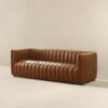 April - Mid-Century Modern Luxury Tight Back Leather Couch - Brown / Cognac / Rustic - Image 3