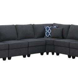 Cooper - 6 Piece Reversible L-Shape Sectional Sofa With Cupholder - Stone Gray