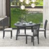 Modern Farmhouse 5 Piece Wood Dining Table Set With Extendable Round Table And 4 Chairs - Gray - Image 8