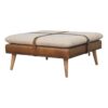 Buffalo - Large Square Hide Leather Footstool - Brown - Image 6