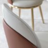 Round Modern Marble Dining Table With 4 Chairs - Golden White - Image 8