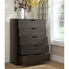 Five Drawer Clothes And Storage Chest Cabinet Faux Wood Grain And Metal Glides - Red Cocoa Chocolate - Image 3