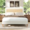 Haley - Queen Upholstered Cane Back Platform Bed - Antique White - Image 10