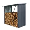 Outdoor Steel Firewood Rack, Open Wood Shed With Sloped Roof For Firewood, Pellet, Or Lumber Storage - Black - Image 7