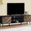 TV Stand, Console, Media Entertainment Center, Storage Cabinet, Modern Design - Black - Image 10