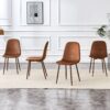 (Set of 4) Backrest AndTransfer Legs Chairs Adding A Touch Of Elegance To Minimalist And Scandinavian Style Homes - Walnut - Image 5