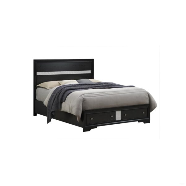 Madrid - Queen Bed With Storage Drawers And Nickel Handles - Black